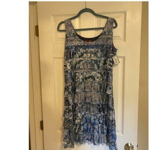 Blue pleated summer dress,  sz M new with tags
